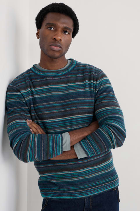 Men's Notebook Striped Jumper with Lambswool Model Image