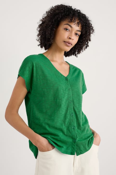 Studio Glass V-neck Jersey Top Image