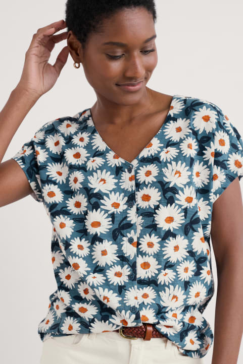 Studio Glass V-neck Jersey Top Image
