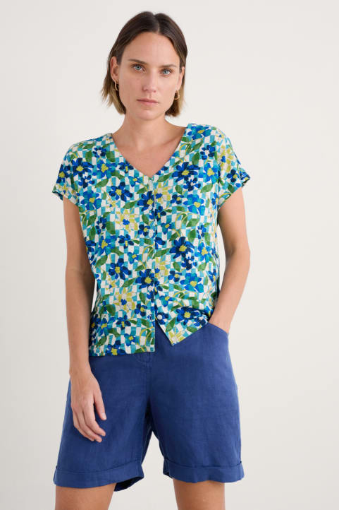 Studio Glass V-neck Jersey Top Image