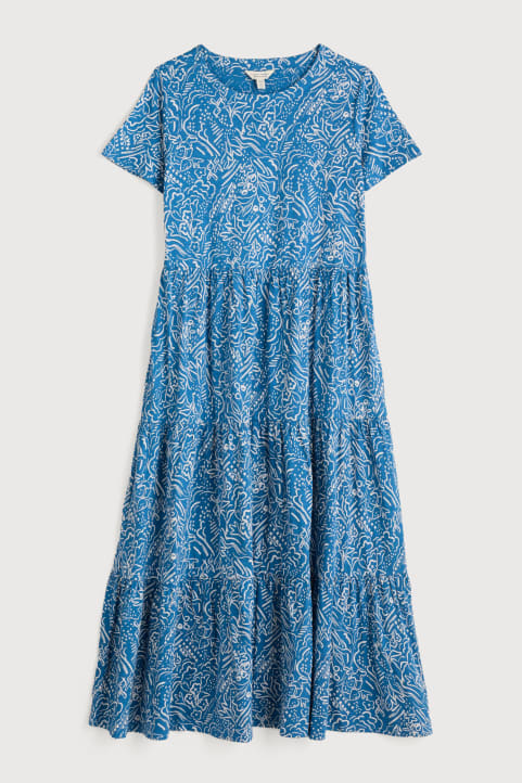 Line Strokes Short Sleeve Dress in GOTS-Certified Organic Cotton Jersey Image