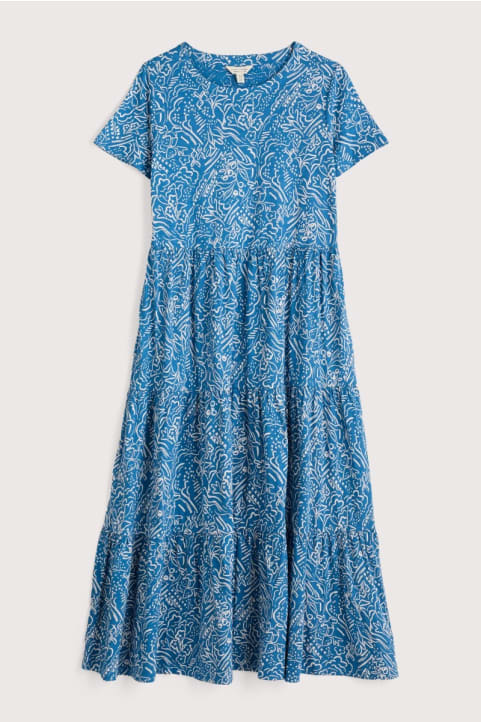 Line Strokes Short Sleeve Dress in GOTS-Certified Organic Cotton Jersey