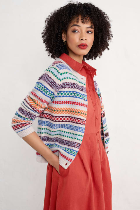 Percella Cove Fair Isle Cardigan Model Image