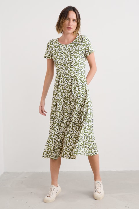 Veronica Short Sleeve Midi Dress in GOTS-Certified Organic Cotton Model Image