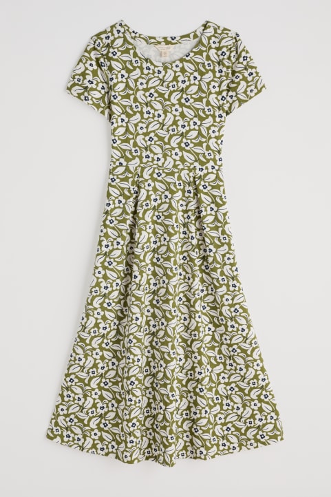 Veronica Short Sleeve Midi Dress in GOTS-Certified Organic Cotton Model Image