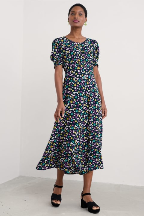 Marsh Violet Short Sleeve Empire Line Dress