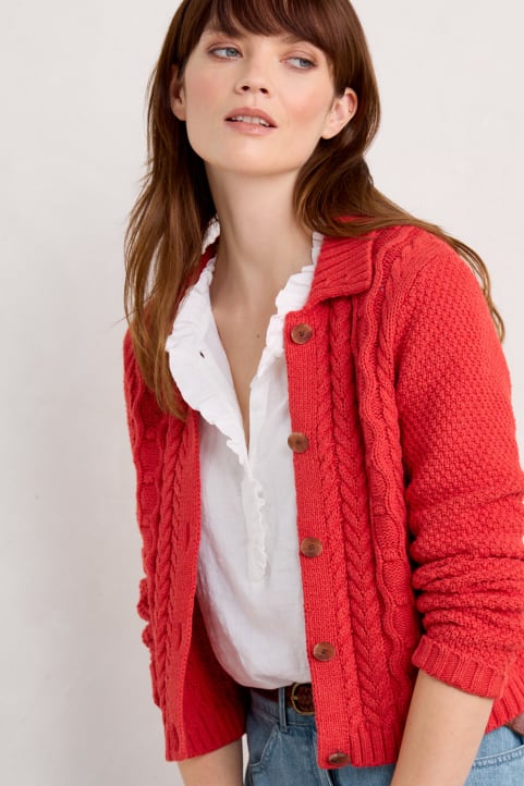 Forest Ridge Cable Knit Collared Cardigan Image