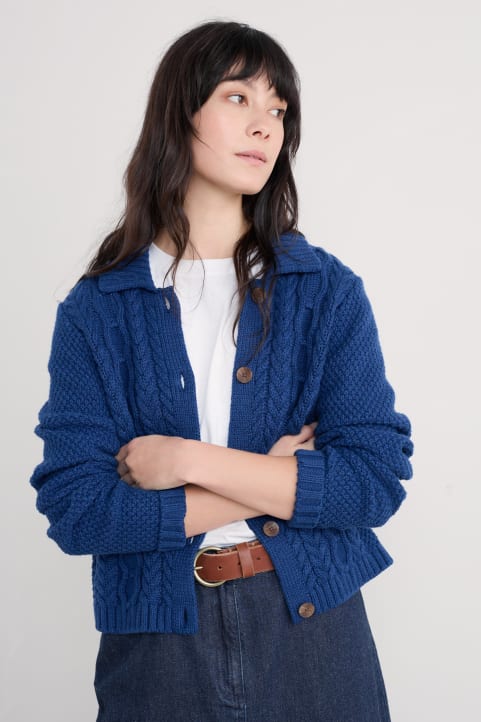 Forest Ridge Cable Knit Collared Cardigan Image