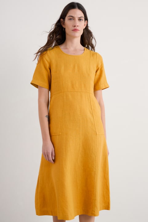 Grass Wave Linen Midi Dress Image