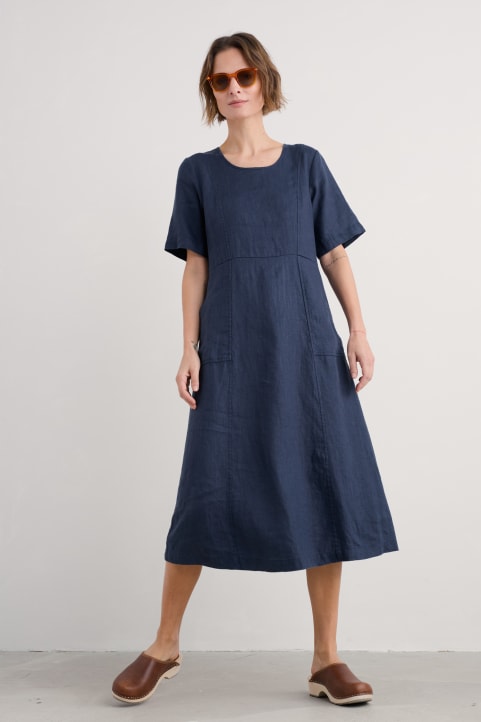 Grass Wave Linen Midi Dress Image