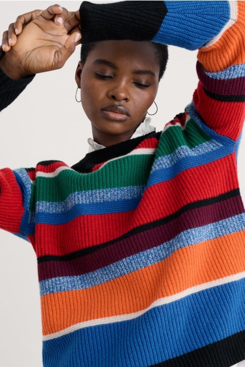 Thorn Berry Striped Jumper With Merino Image