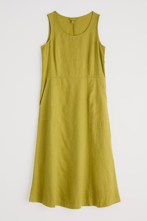Sleeveless Grass Wave Linen Dress Image
