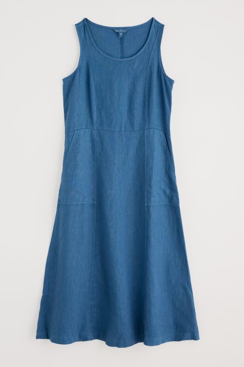Sleeveless Grass Wave Linen Dress Image