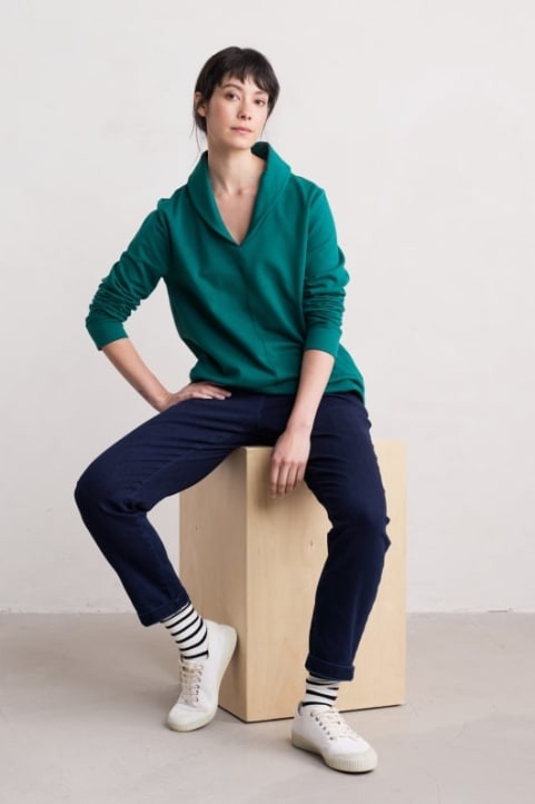 Knot Berry Shawl Neck Sweatshirt