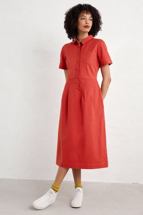 Birch Glade Organic Cotton Midi Shirt Dress Image