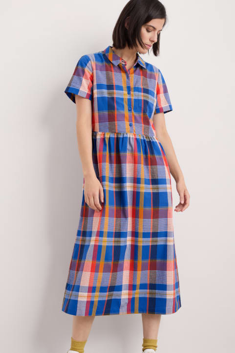 Fleet Checked Midi Dress Model Image