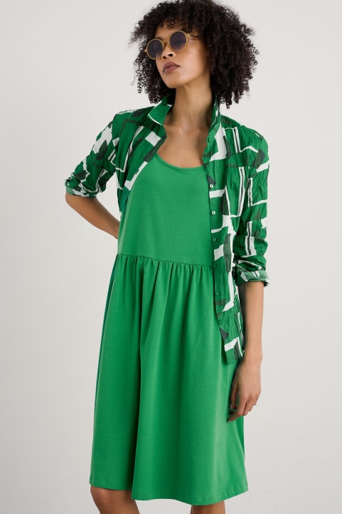 Sun Splendour Dress in GOTS-Certified Organic Cotton Jersey Model Image