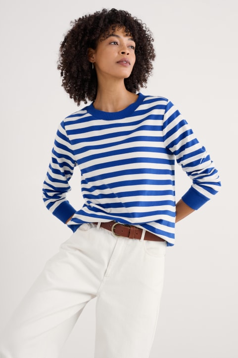 Nessa Organic Cotton Striped Sweatshirt Model Image