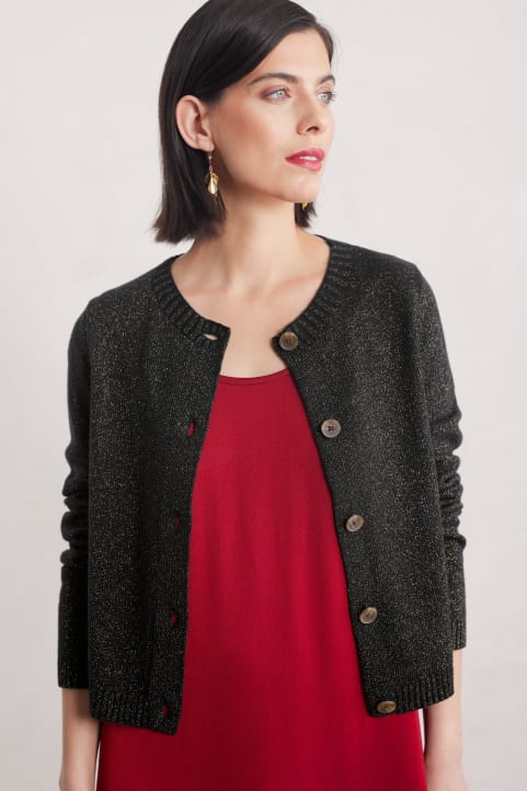 Tern Tide Sparkle Merino Blend Cardigan  Model Image
