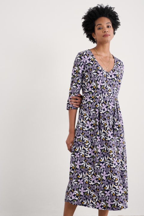 Helena V-Neck Jersey Midi Dress (GOTS) Image