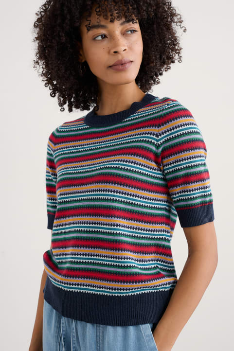 Rock Bell Knitted Top in GOTS-Certified Organic Cotton Model Image