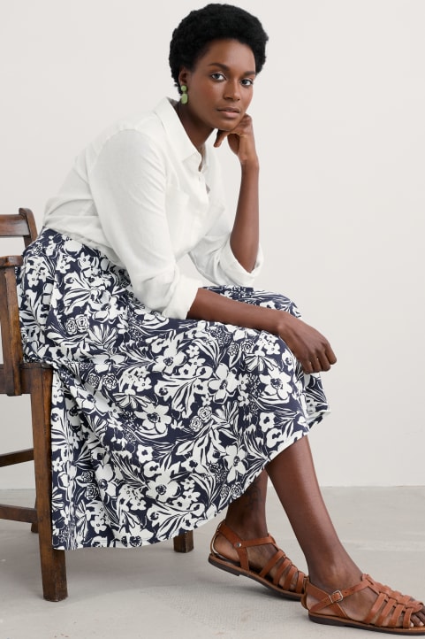 Ready Sail Printed Jersey Midi Skirt Image