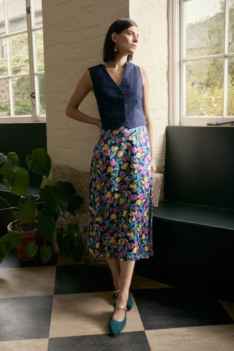 Wild Pansy Satin Skirt Image