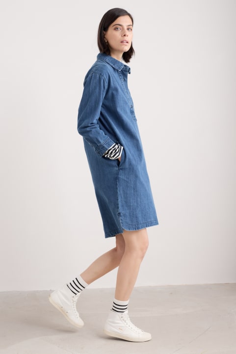 Guidebook Denim Shirt Dress Model Image