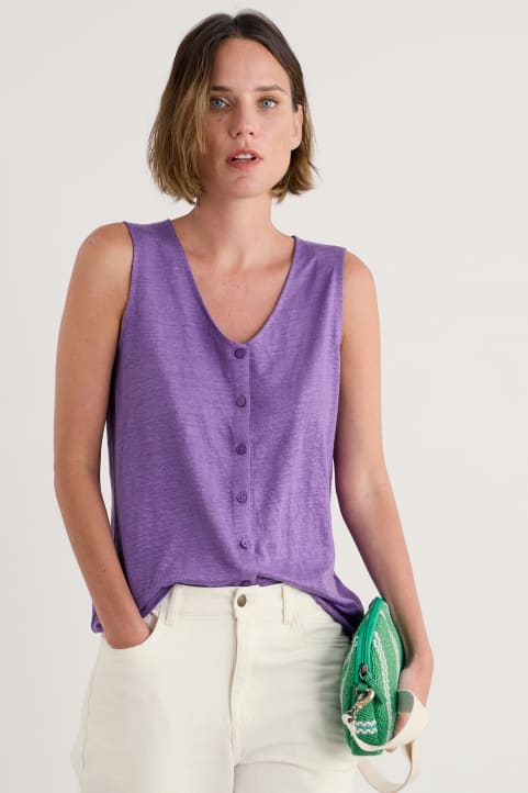 Carn Glaze Linen Button-Through Vest Image
