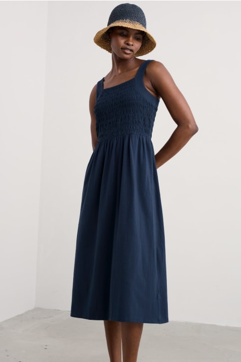 Summer Buoy Jersey Smocked Dress Model Image