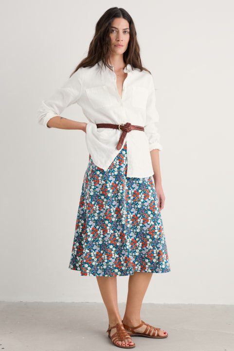 Rose A-Line Calf Length Skirt Model Image