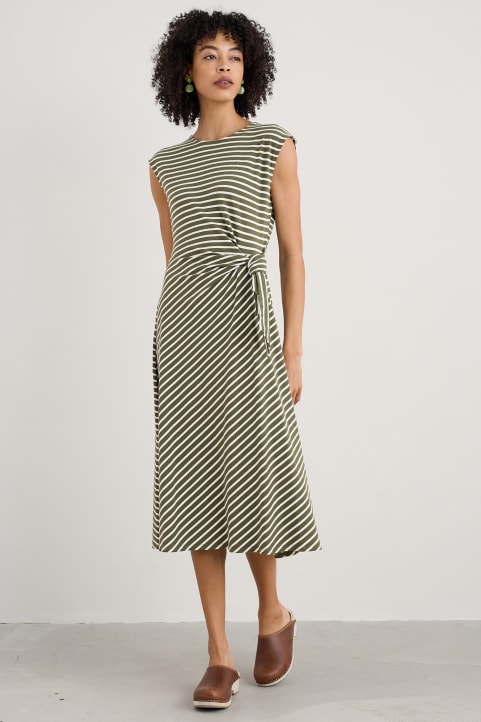 Fettling Jersey Tie Detail Midi Dress Model Image