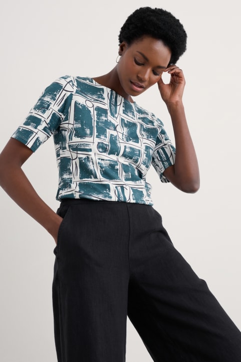 Poisson Printed T-Shirt in GOTS-Certified Organic Cotton Jersey Image