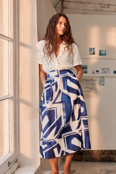 Mevagissey Midi Skirt in GOTS-Certified Organic Cotton Image