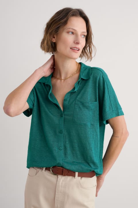 Parsley Fern Linen Jersey Shirt Image