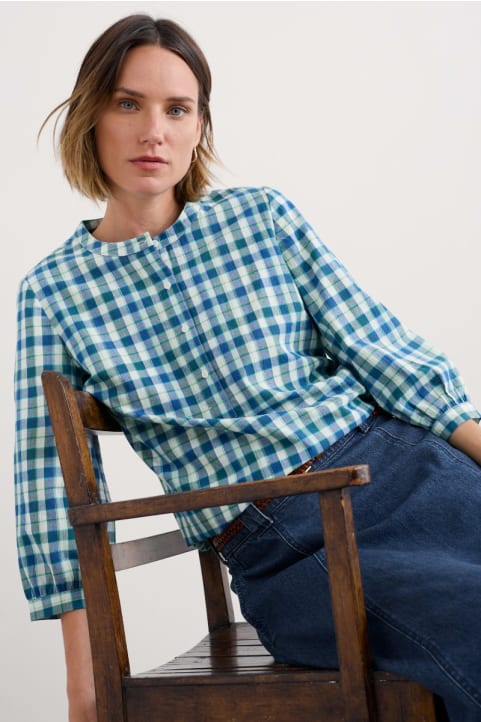 Rose Garden Check Shirt in GOTS-Certified Organic Cotton