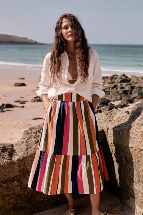Cranesbill Striped Tiered Skirt Model Image