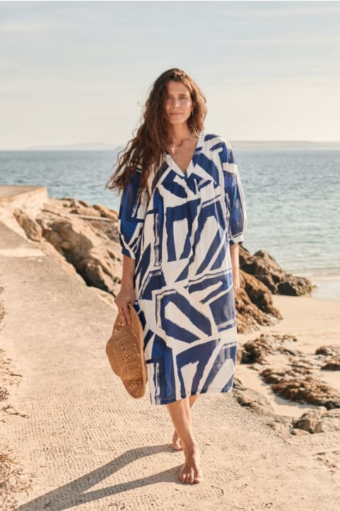 Earth Colours Kaftan Dress in GOTS-Certified Organic Cotton Voile Image
