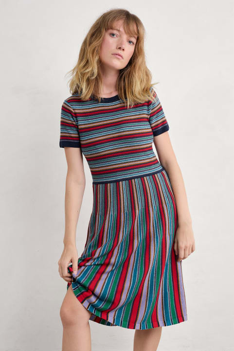 Rock Bell Knitted Dress in GOTS-Certified Organic Cotton Model Image
