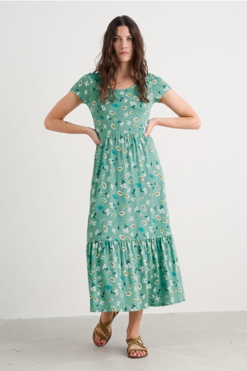 Tor View Short Sleeve Tiered Jersey Dress