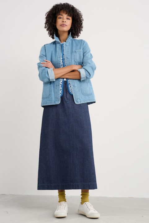 Fruit Tree Midi Denim Skirt Image