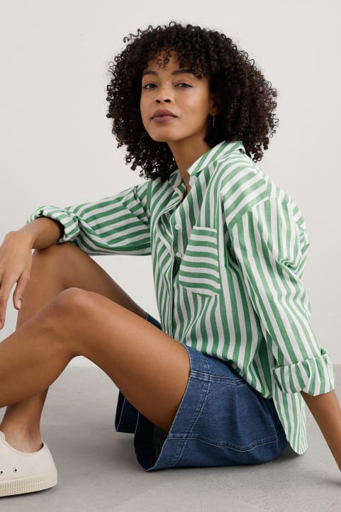 Sea Path Oversized Poplin Shirt Image