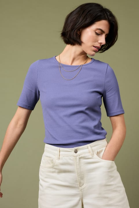 Gorse Lane Rib T Shirt in GOTS-Certified Organic Cotton Jersey Image