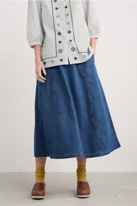 Restharrow Ankle-Length Denim Skirt Model Image
