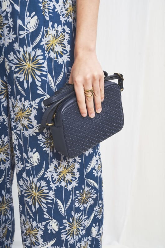 Woven Sea Fan Leather Cross-Body Bag