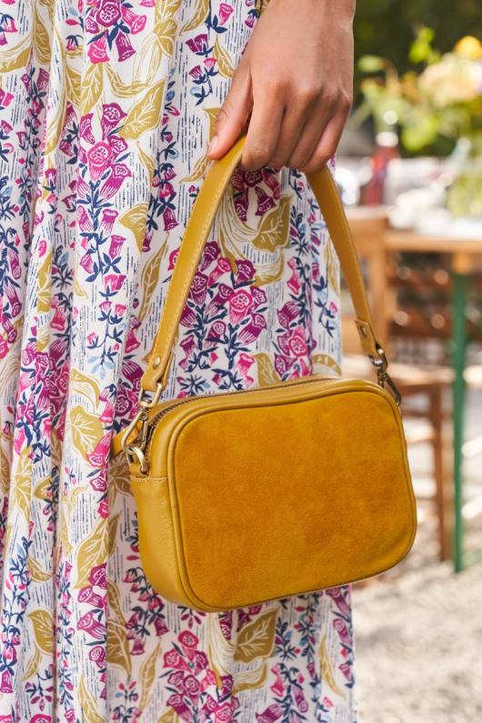 Yellow suede handbag 2025