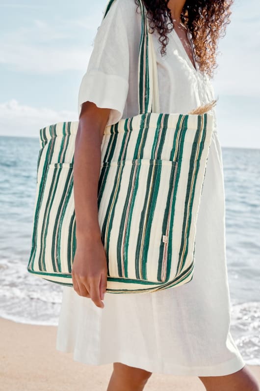 Striped tote bag on sale