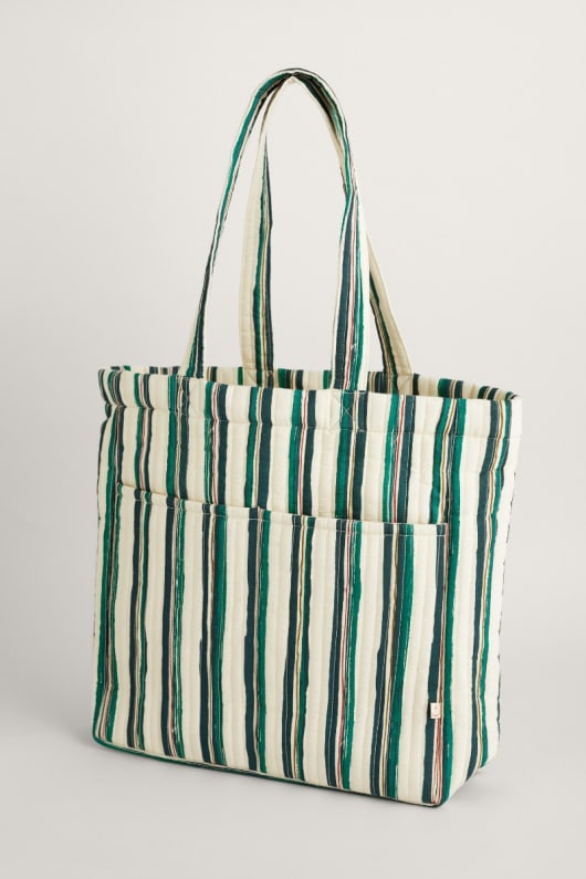 Singing Water Organic Cotton Large Quilted Tote Bag Seasalt Cornwall