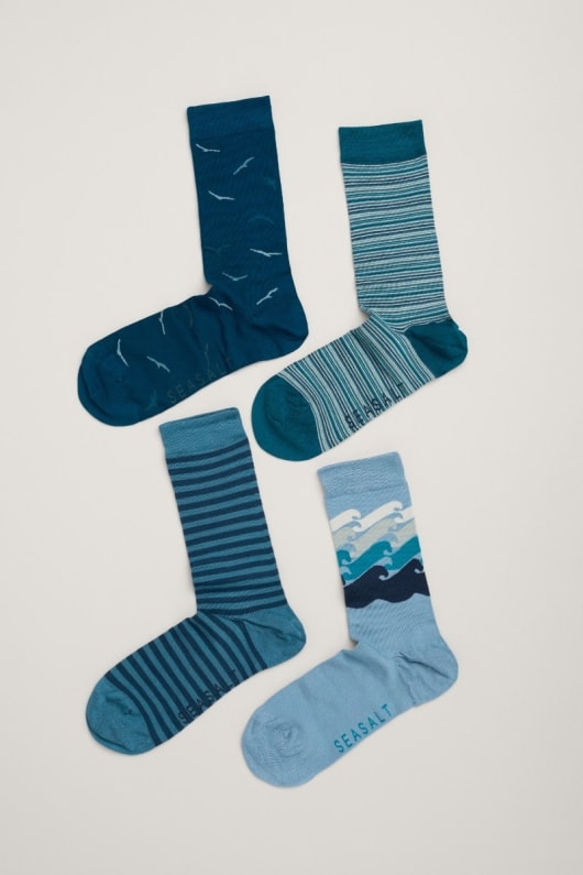 Gift Box of 4 Men's Blue Sailor Socks