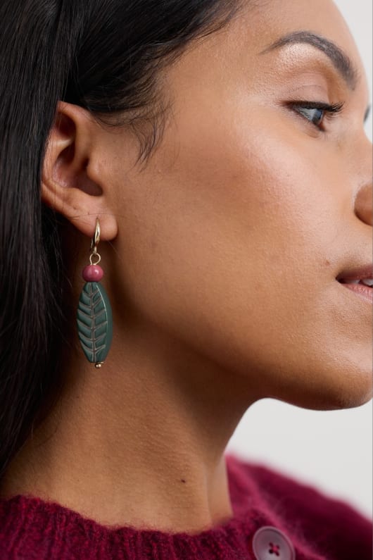 Charmer Ceramic Leaf Earrings